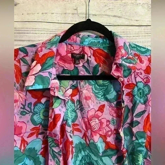 Talbots flower patterned button up blouse - Picture 3 of 3